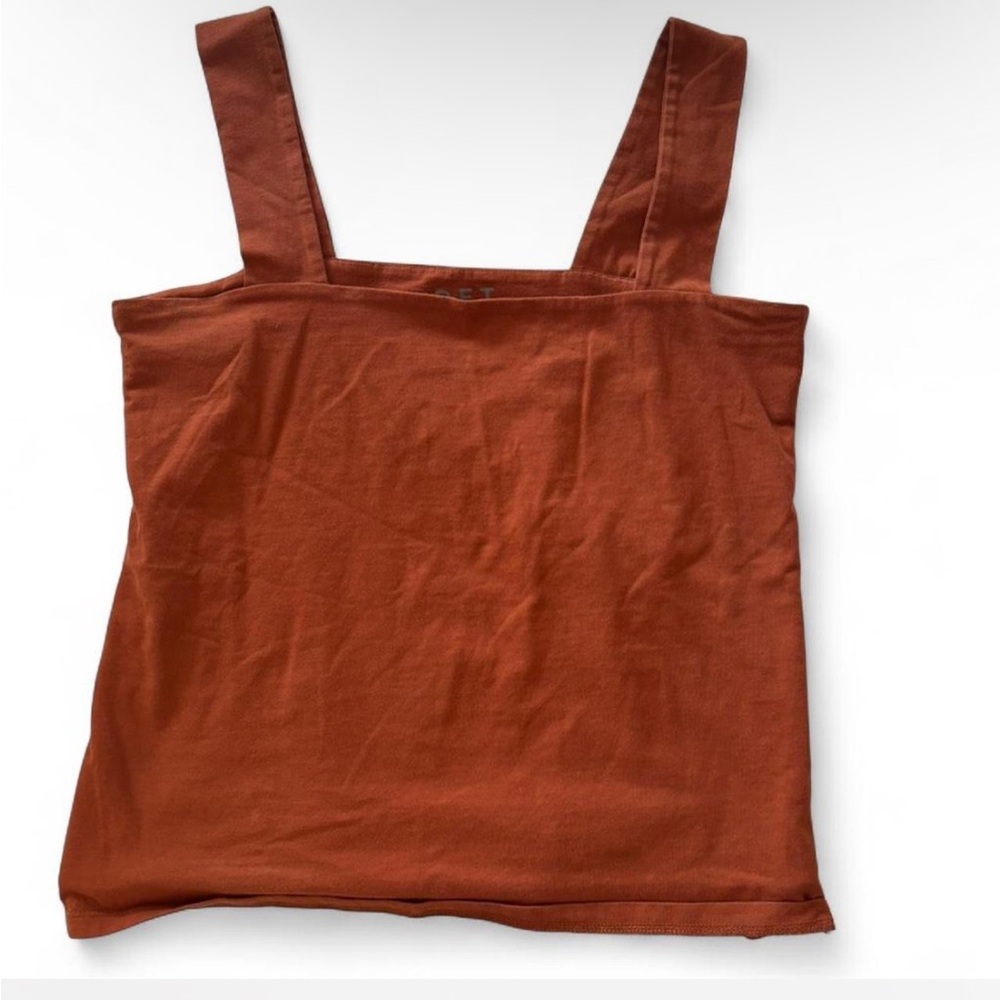 LOFT Orange Square Neck Tank with Wide Straps